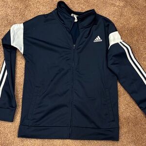Adidas Navy and White Track Jacket Boys in very good used condition